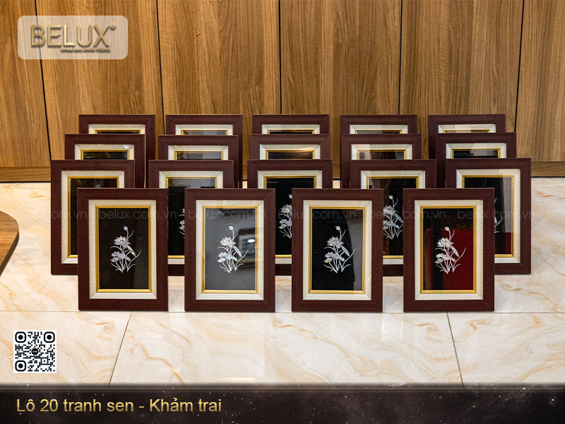 Lô tranh hoa sen khảm kt 31x23cm&nbsp;